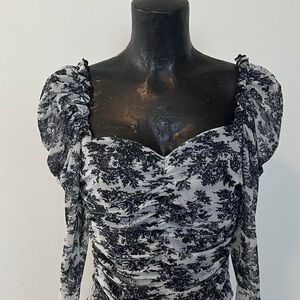 SHEIN Black and White Floral Blouse